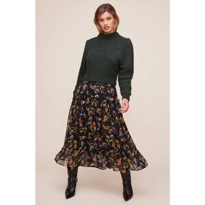 ASTR The Label women's Cropped sweater Mock Neck long sleeve in Pine Size S